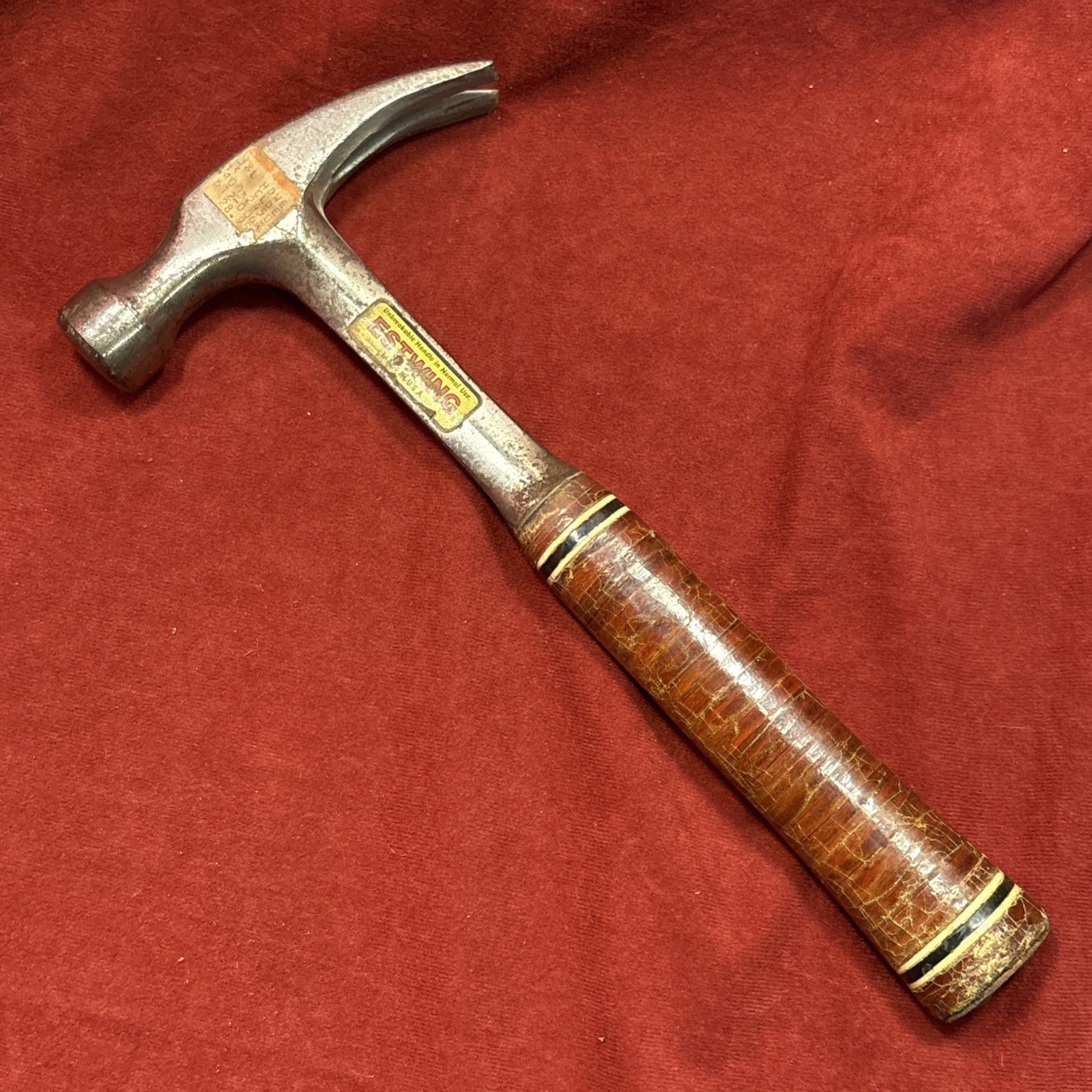 Vintage ESTWING Hammer With Stacked Leather Handle