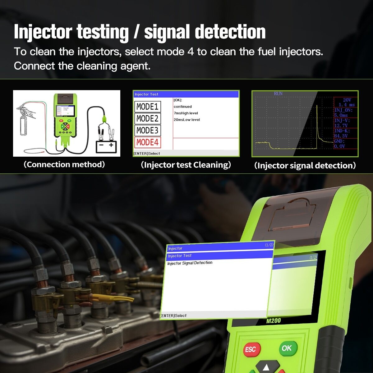 TopDiag M200 OBD Motorcycle Diagnostic Scanner Battery Tester Moto Code Reader