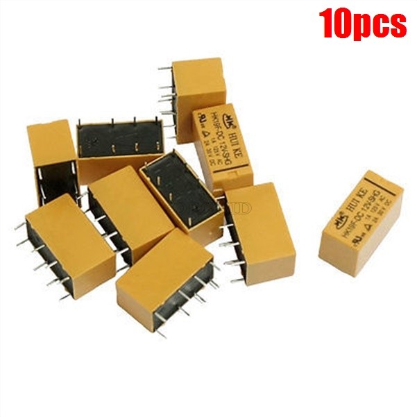 10Pcs Power Relay Pcb Type Dc 12V 8 Pin Coil Dpdt 2No 2Nc Mini ea