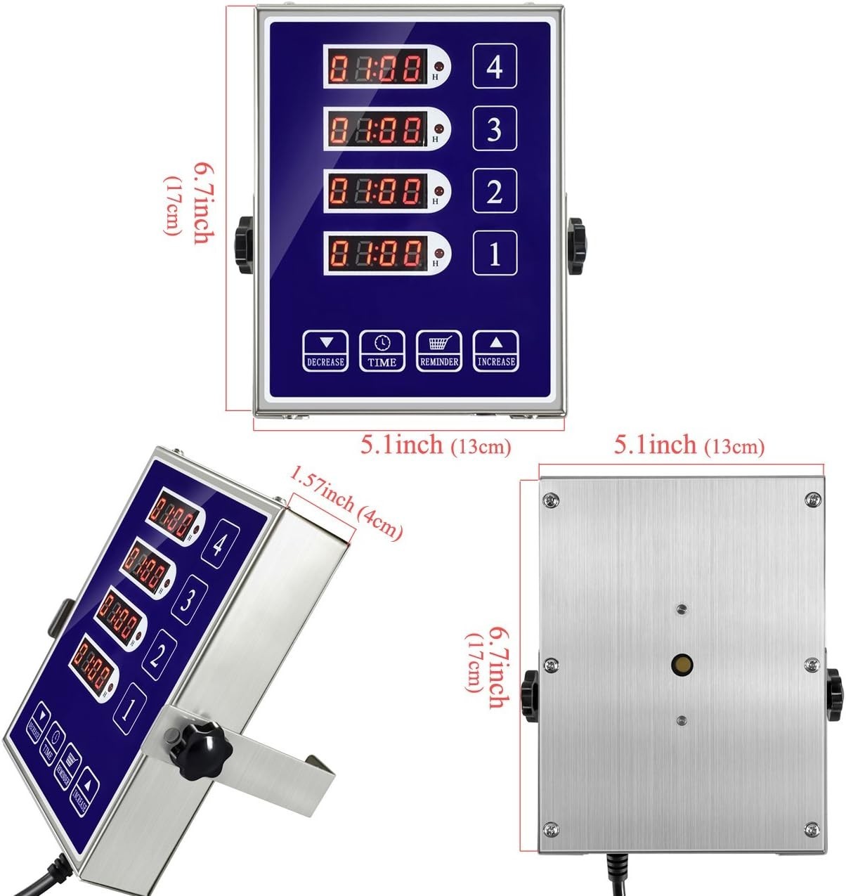 Precision Kitchen Timers for Cooking – 4 Channel Commercial Kitchen Timer Res...