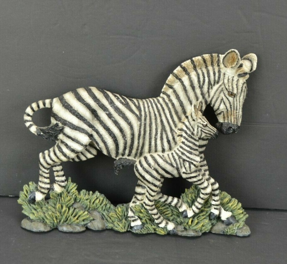 Vintage Zebras Foal Home Decor Art Resin 3D Raised by Figi Graphics 1991