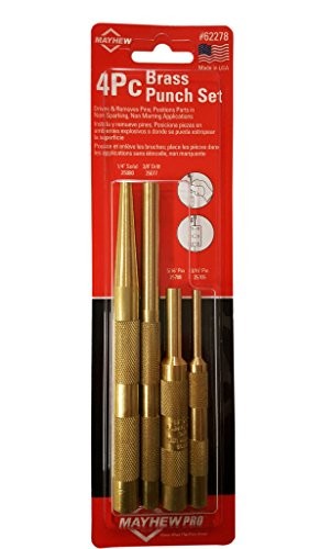 Mayhew Tools 62278 4-Piece Brass Punch (Inch) Set