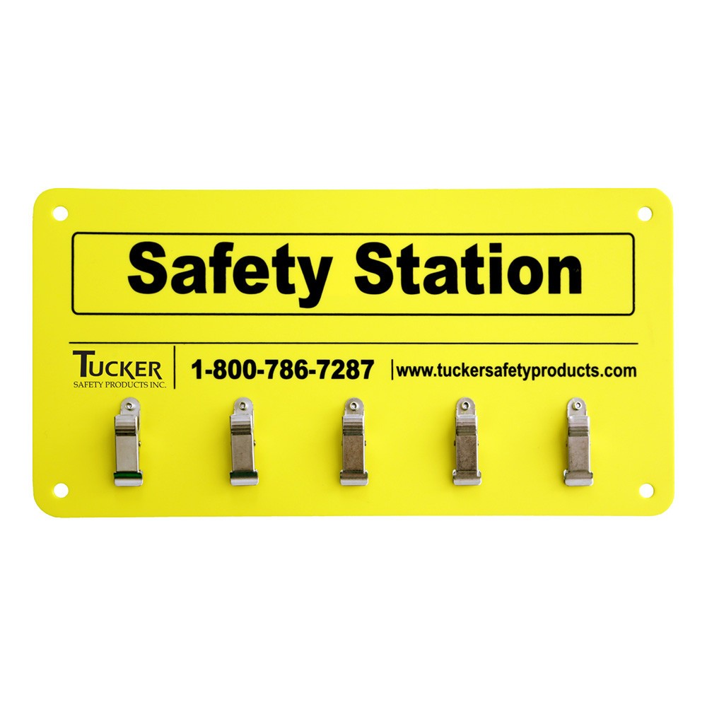 Tucker 99953 5-Clip Safety Station for KutGloves, Yellow, Plastic - 11-1/2" x 6"