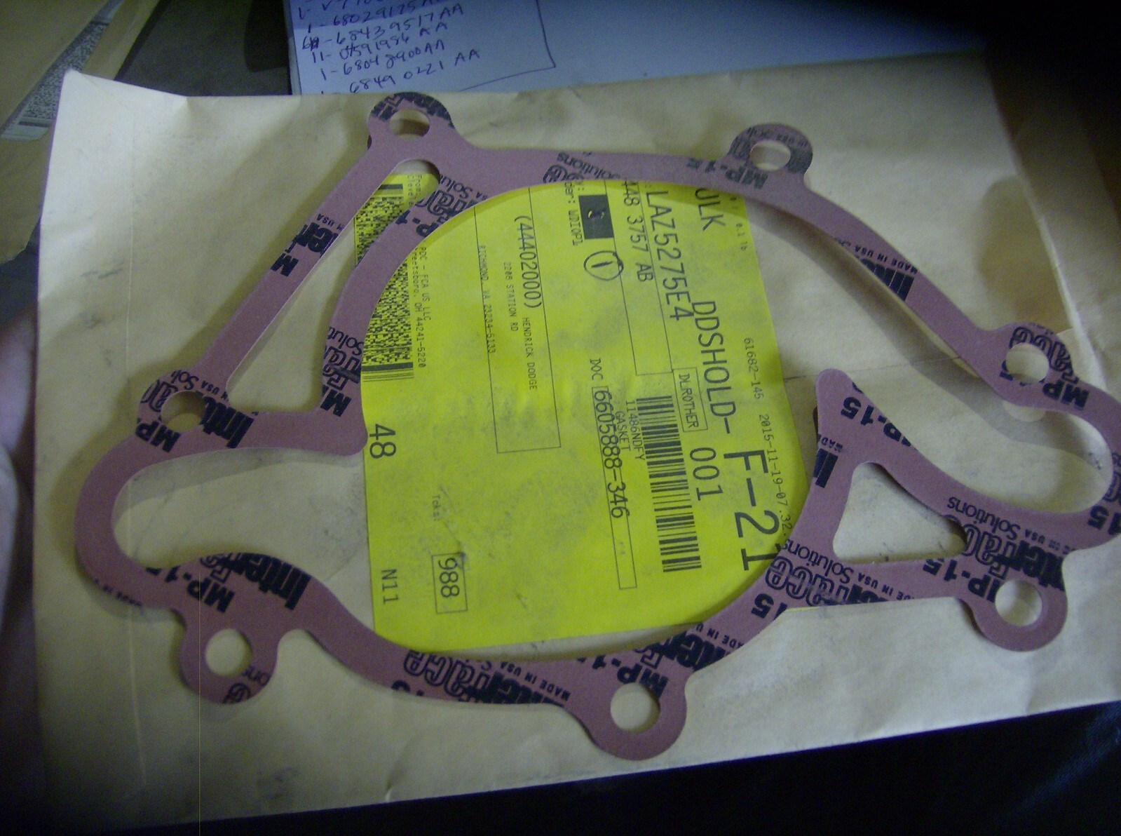 GENUINE MOPAR 04483757AB WATER PUMP GASKET (1)