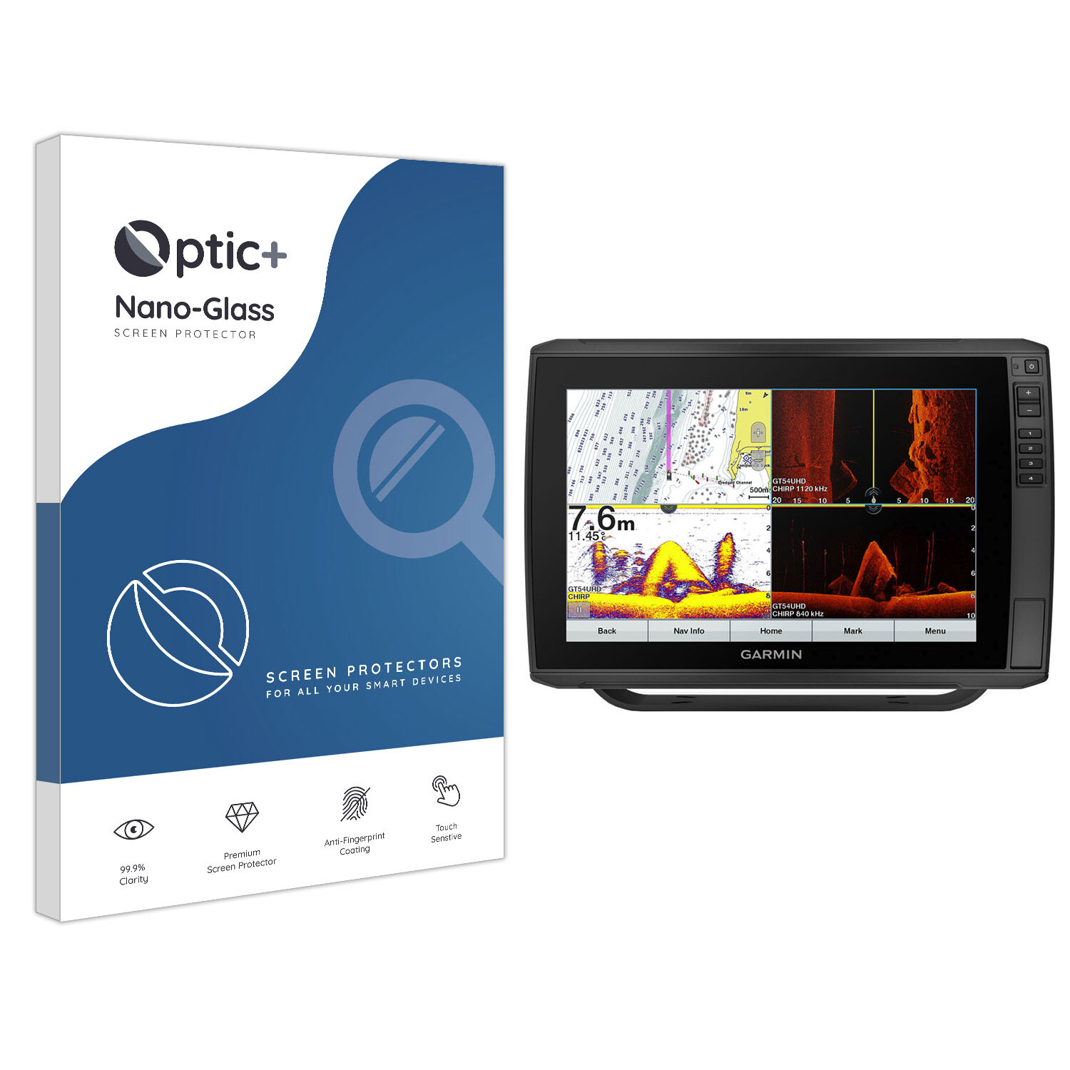 Optic+ Nano Glass Screen Protector for Garmin EchoMap Ultra 122sv