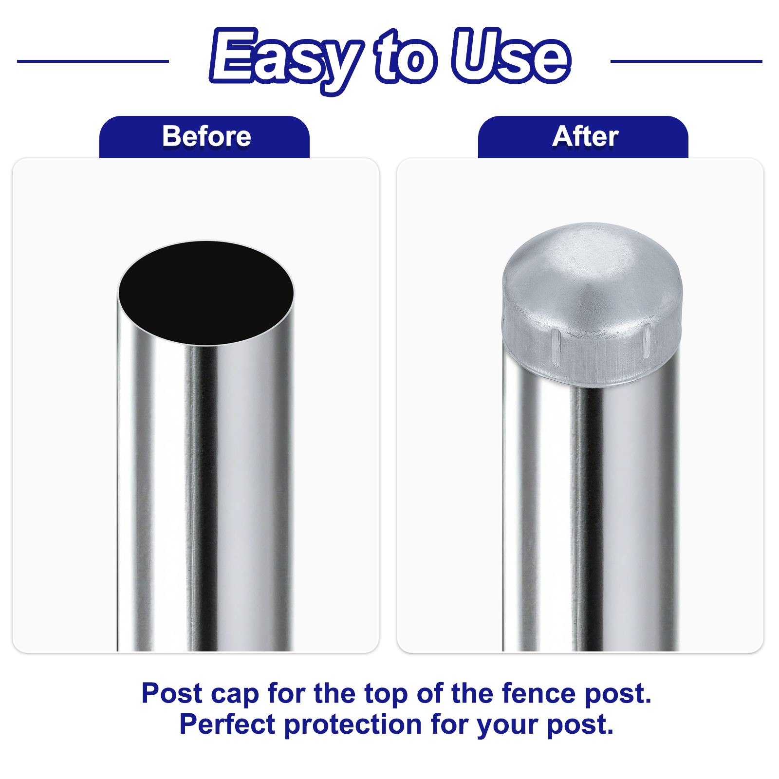 4Pcs Chain Link Fence Post Cap, Dome External Post Caps Fit 1-7/8" OD Pipe