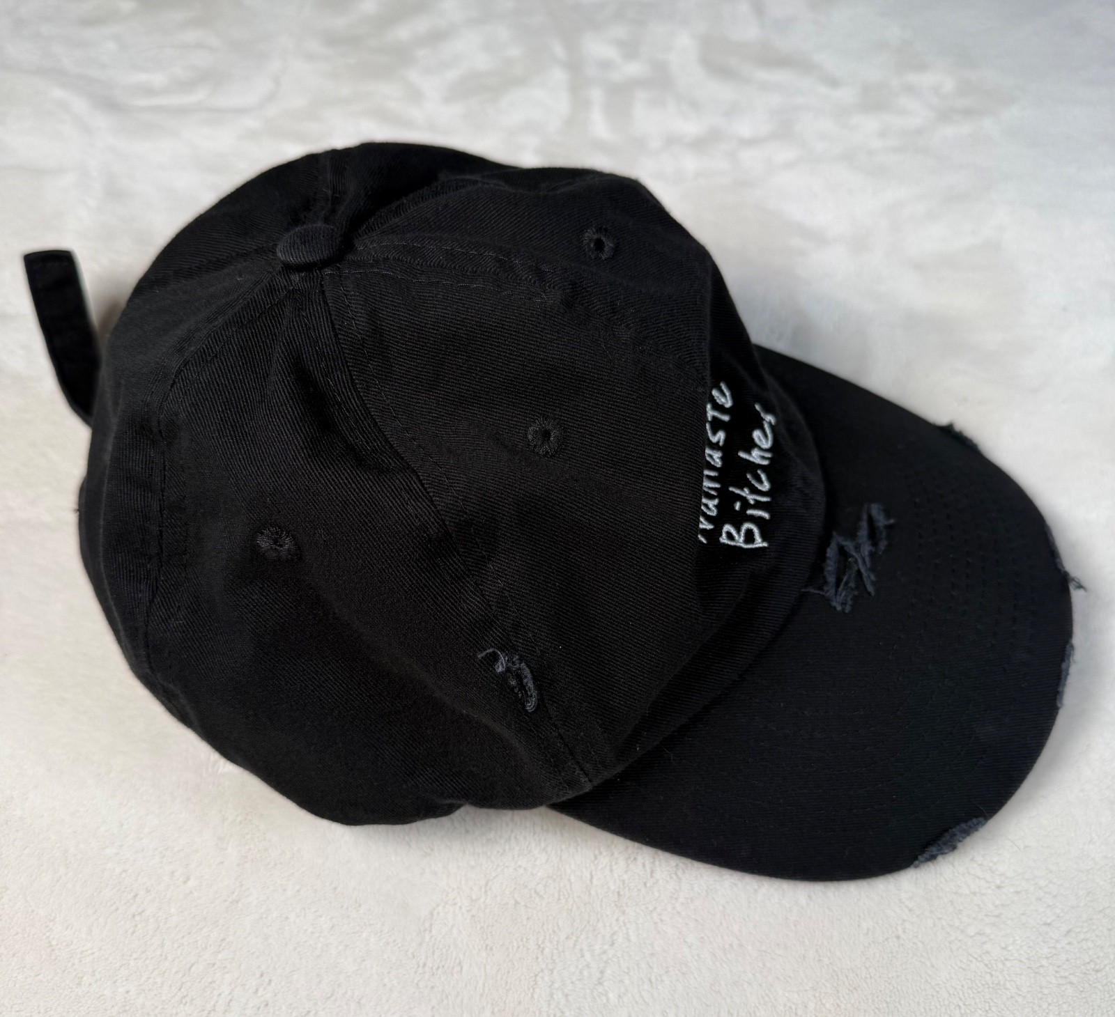 Namaste Bitches Black Distressed Dad Baseball Hat | Adjustable | OSFM