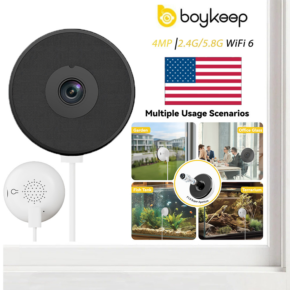 boykeep 4MP Window Camera, 2.4GHz & 5GHz WiFi6 Indoor Cameras for Home Security