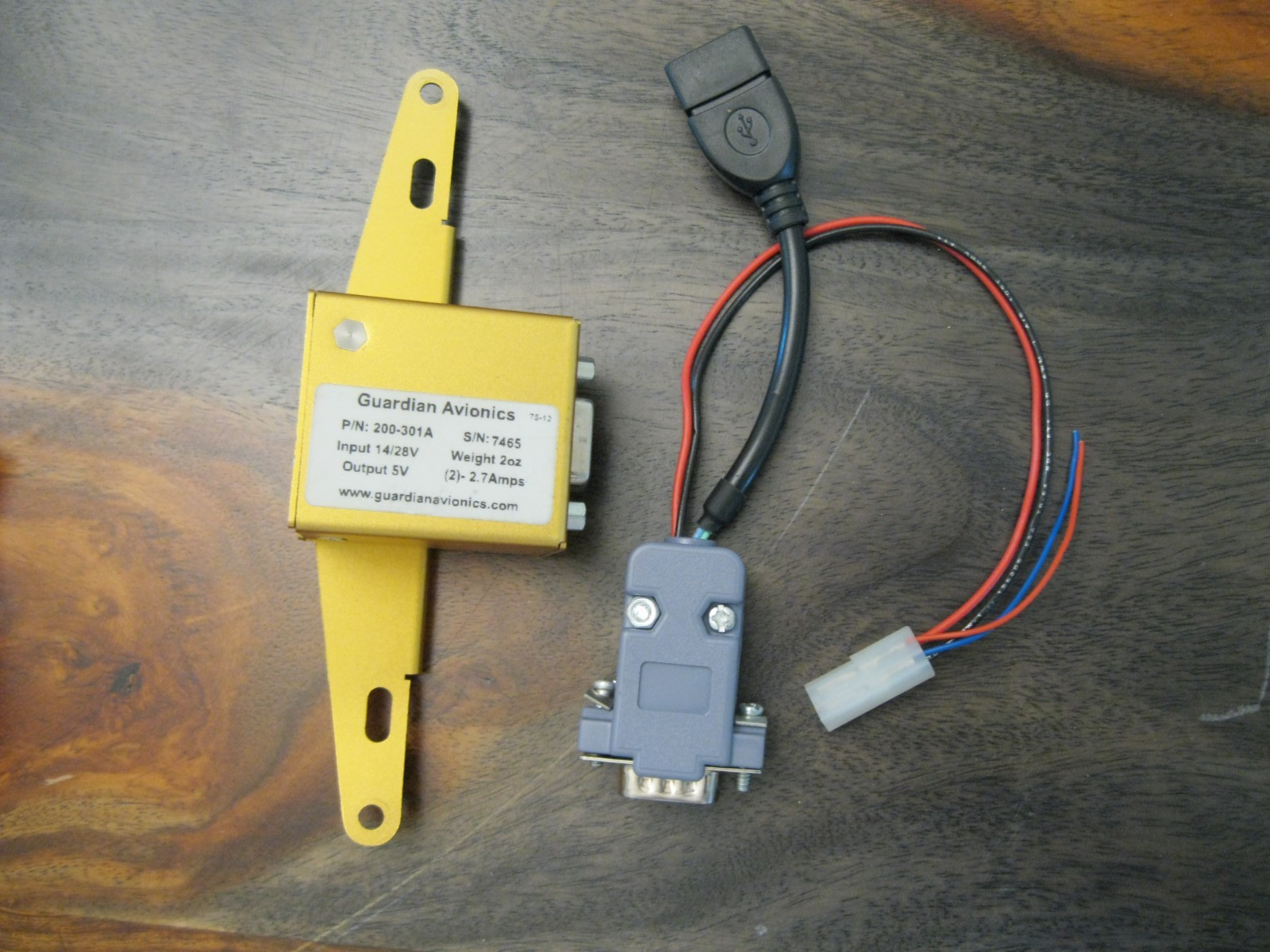 Guardian Avionics SmartPanel Dual IFDR Mount USB Charger PN: 200-301A 250-301