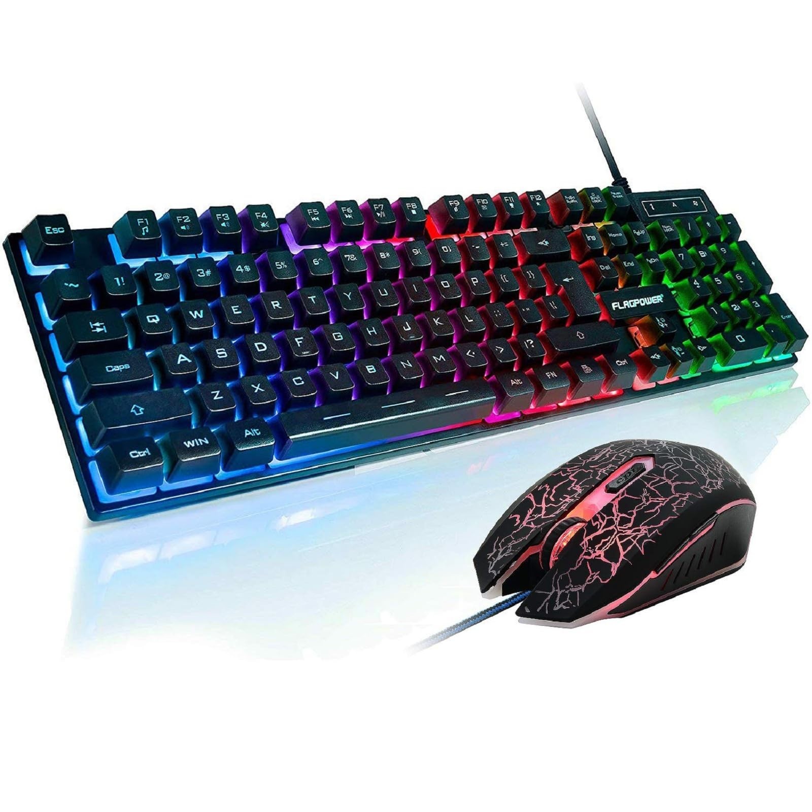 RGB Gaming Keyboard and Breathing Mouse Combo, Adjustable Breathing Backlit M...