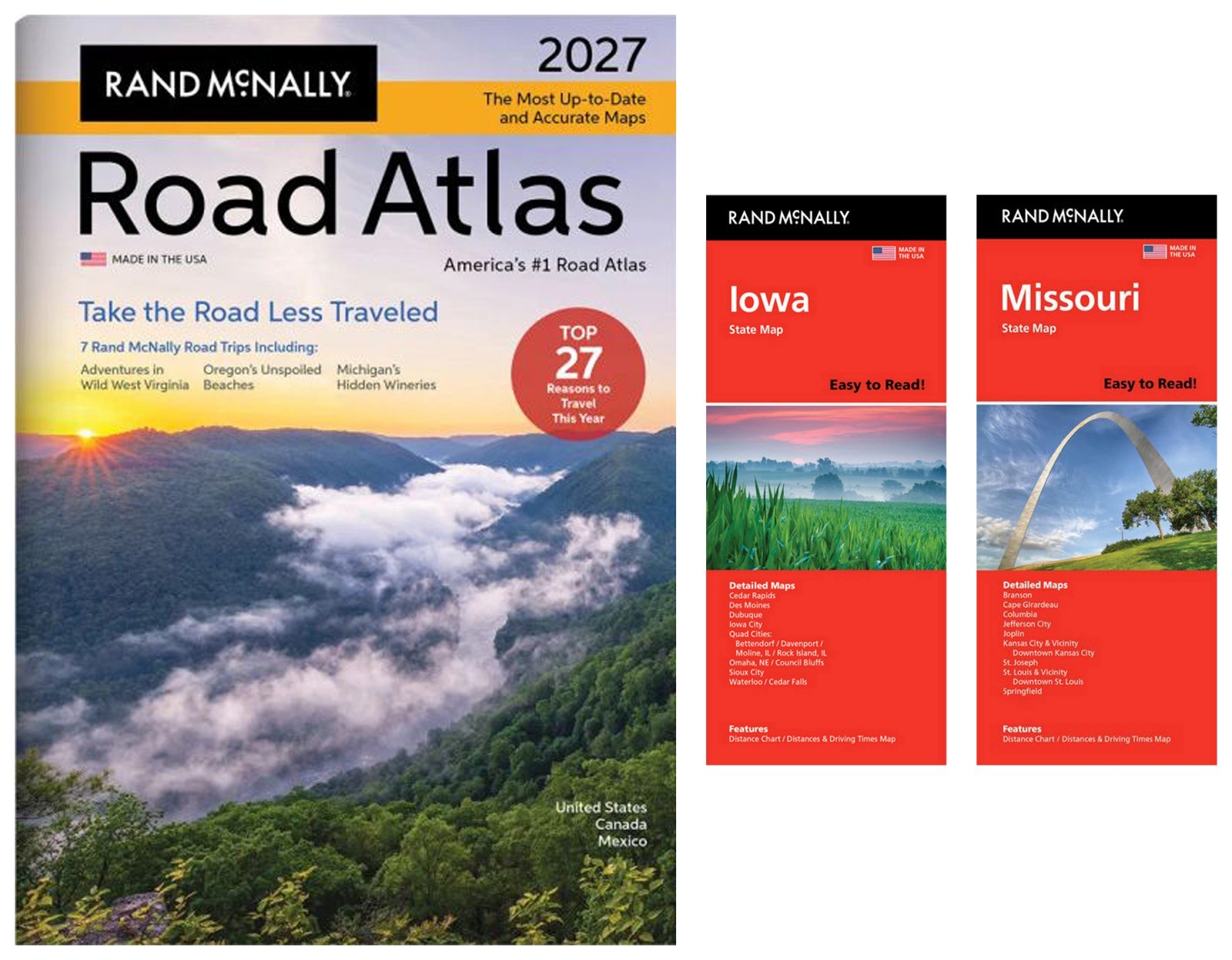 Rand McNally 2027 Road Atlas with Easy-to-Read Iowa & Missouri State Maps