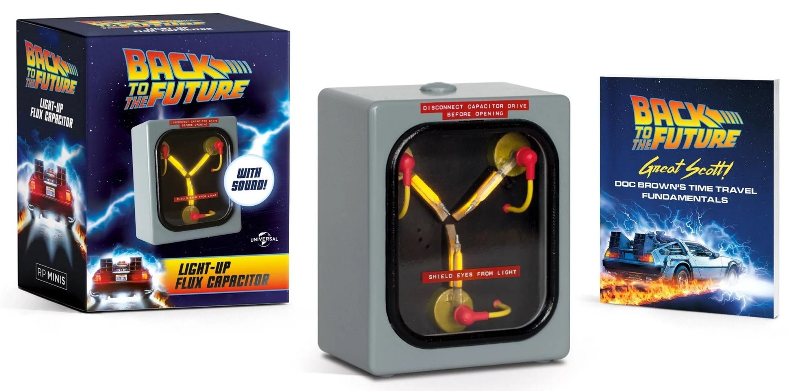 Back to the Future Light-Up Flux Capacitor with Sound and Mini Book NEW SEALED
