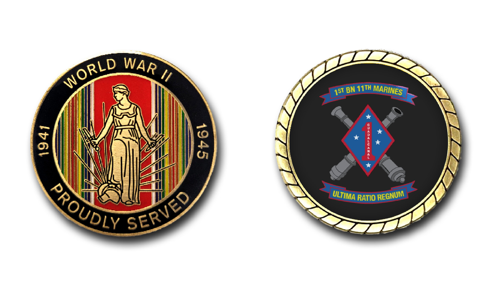 USMC 1st Battalion, 11th Marines World War II Challenge Coin Officially Licensed