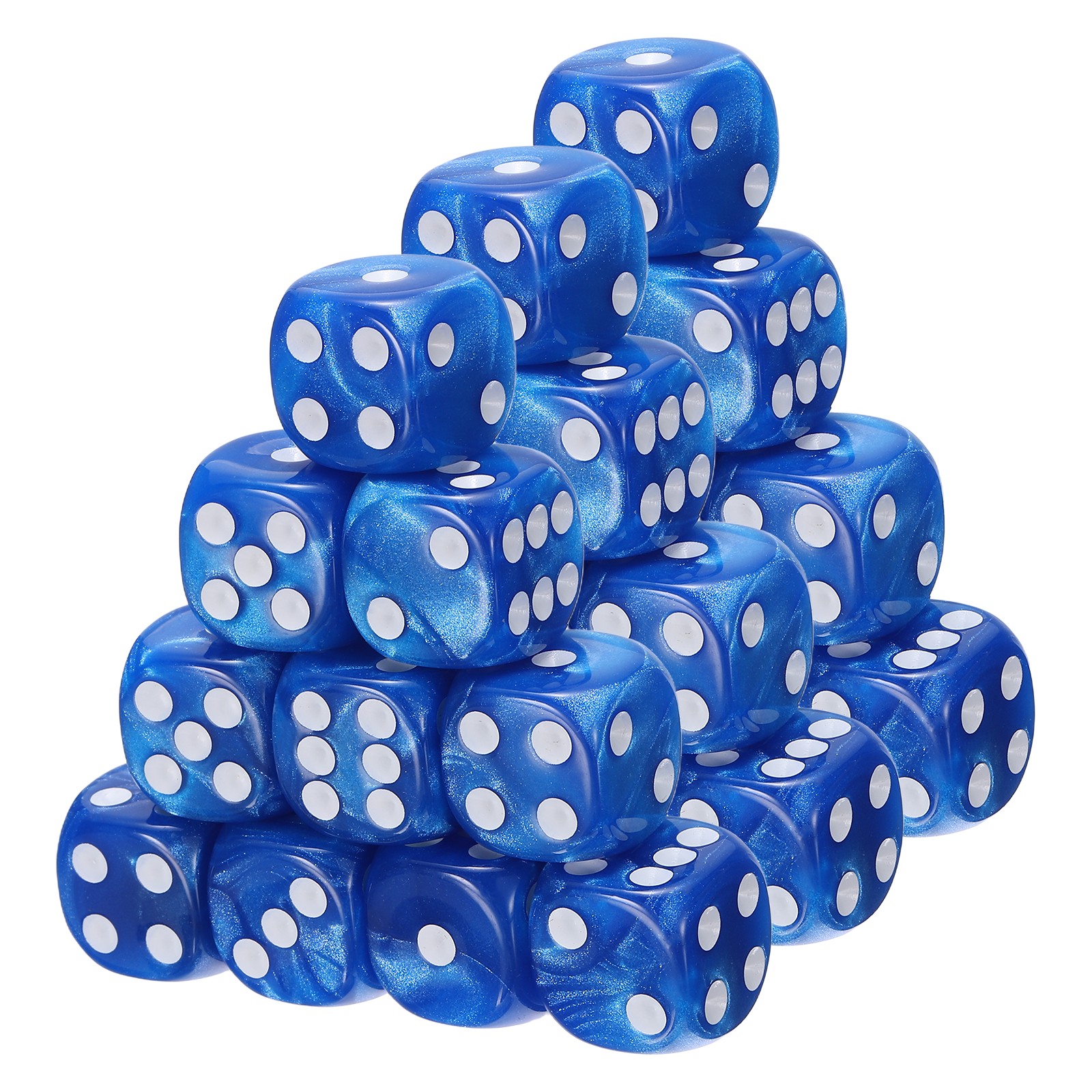 30Pcs Standard Game Dice Set 16mm Pearl Pattern Square Dice, Blue