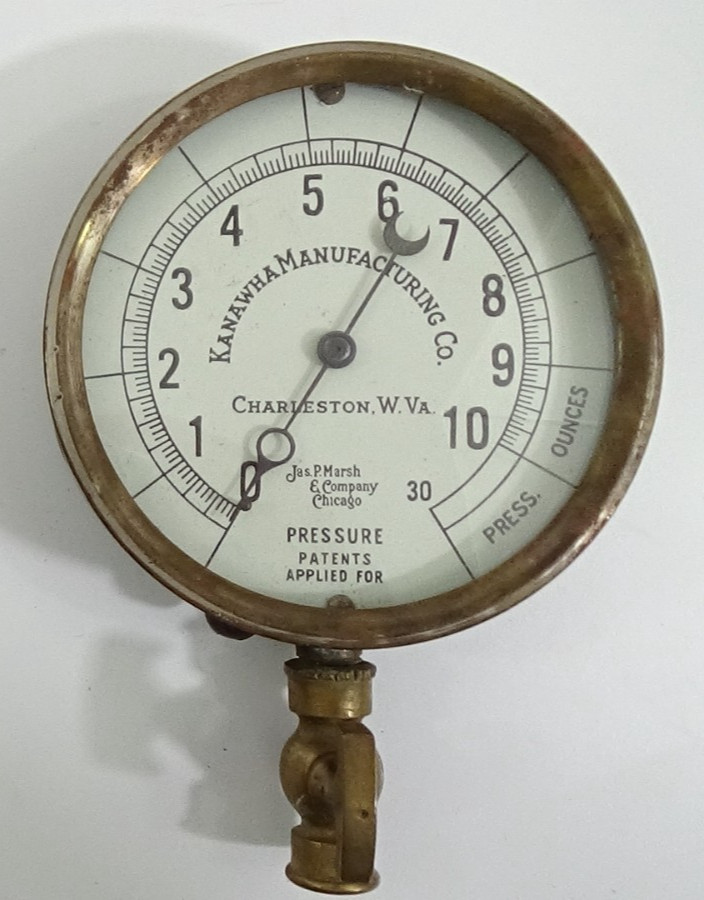 Vintage Pressure Gauge Kanawha Manufacturing Jas. P. Marsh & Co Chicago #943