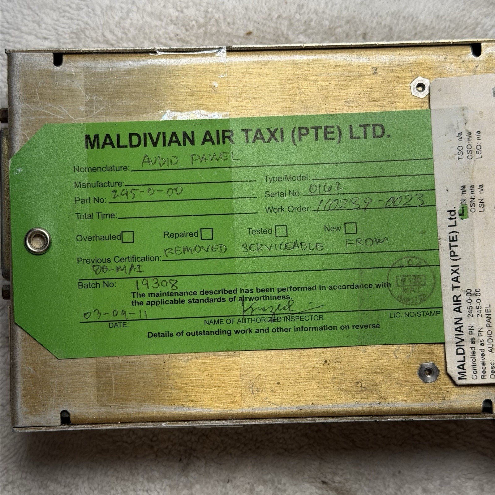 Western Avionics AP245 Audio Panel 245-0-00 Serviceable W/ Mods 1-6