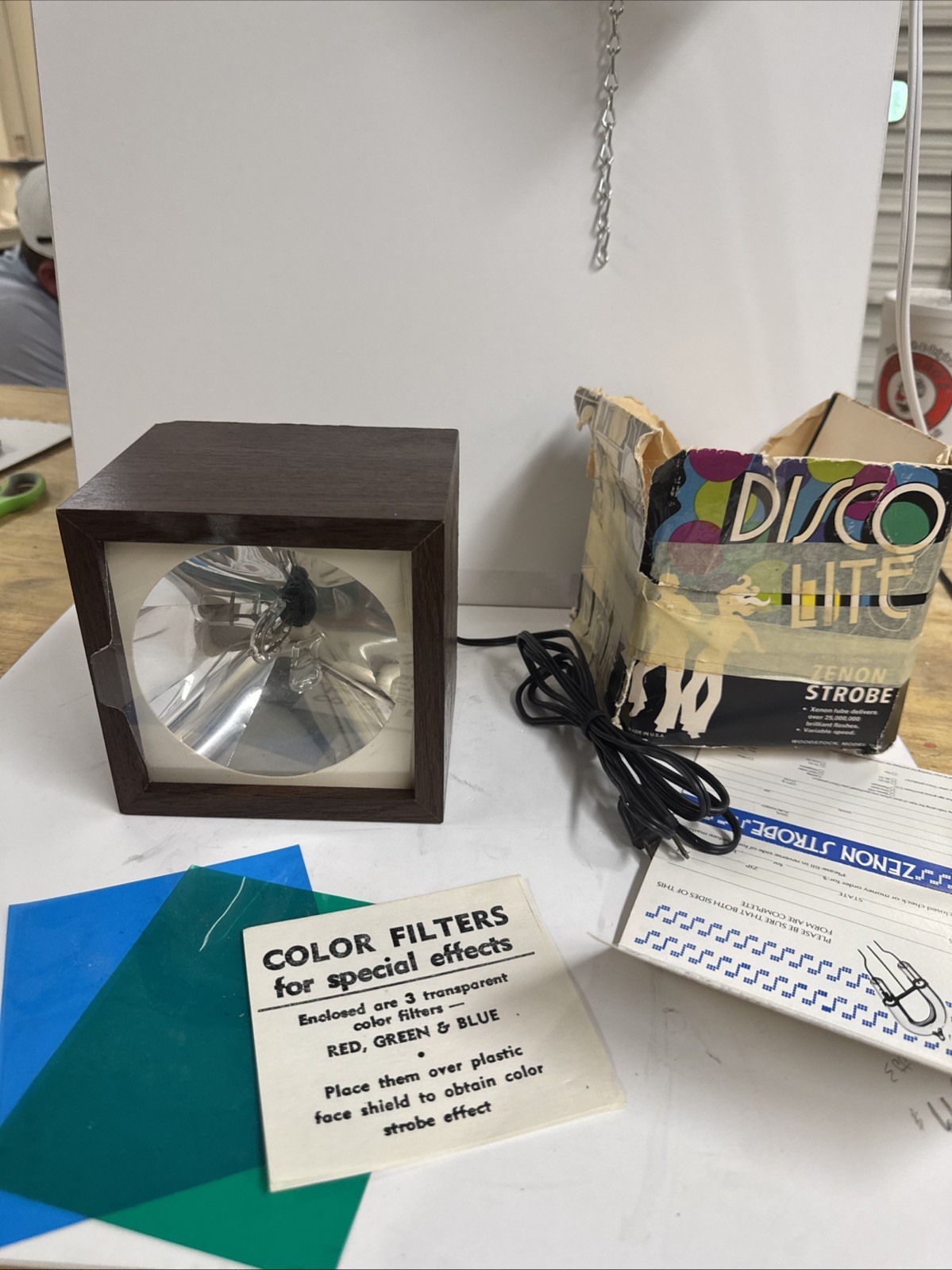 Vintage 1970's Dicso Lite Flashing Zenon BULB Strobe Light Woodgarin Works