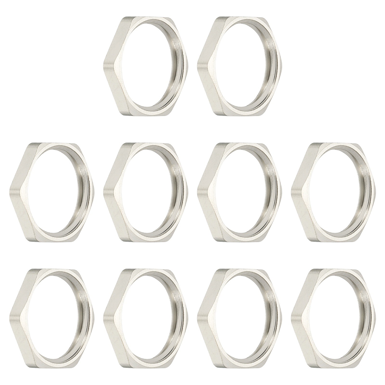 10Pcs BSPP Cast Pipe Fitting Hex Locknut Nickel Plated Copper G3/8