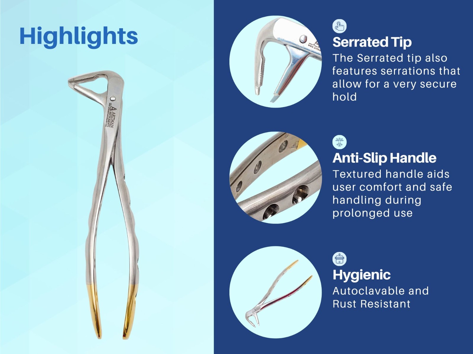 Artman Instruments P-2 Stainless Steel Atraumatic Extraction Forceps