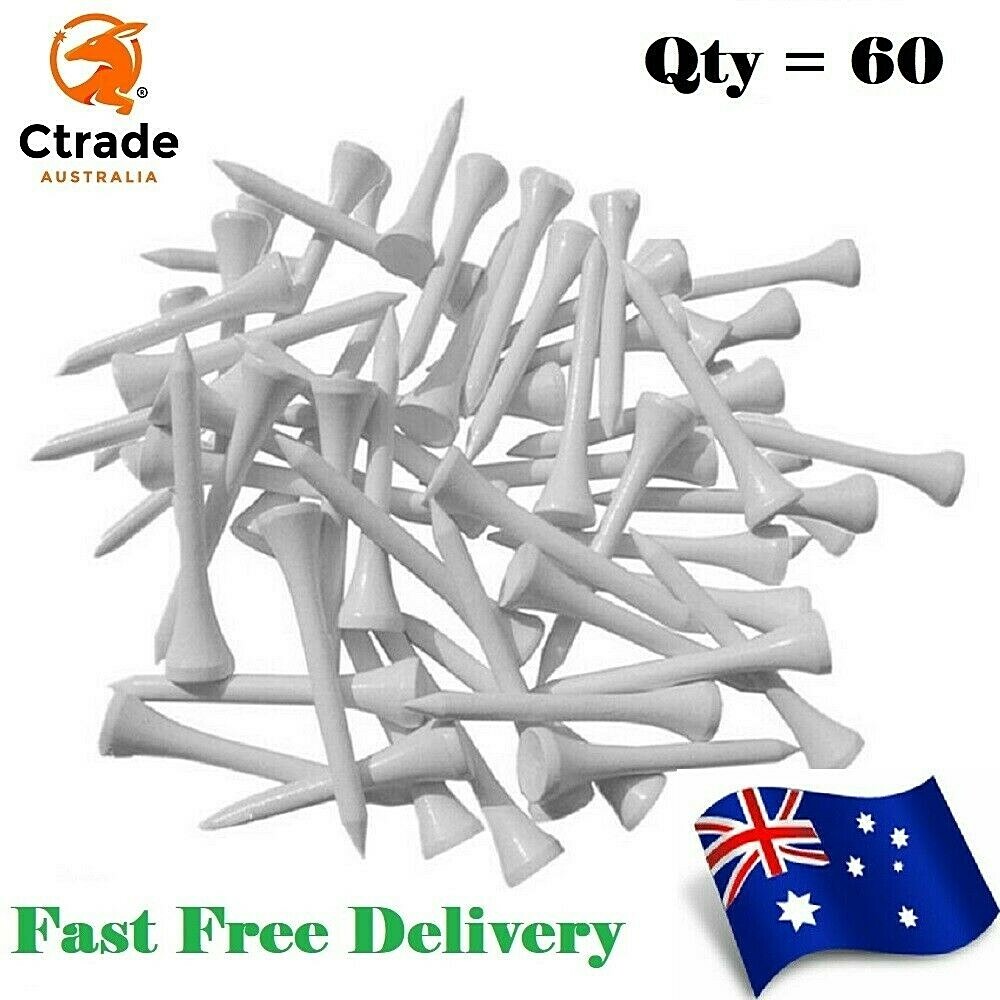 x 60 GOLF TEES WHITE 54MM TIMBER WOOD / WOODEN Golf Tees ** QUALITY**