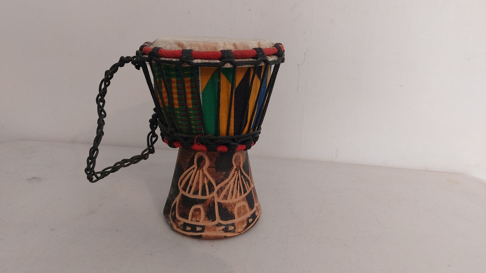 African Hand Drum Decorative Miniature Djembe Drum 4”-Drum Head, 7” Tall #Rack2