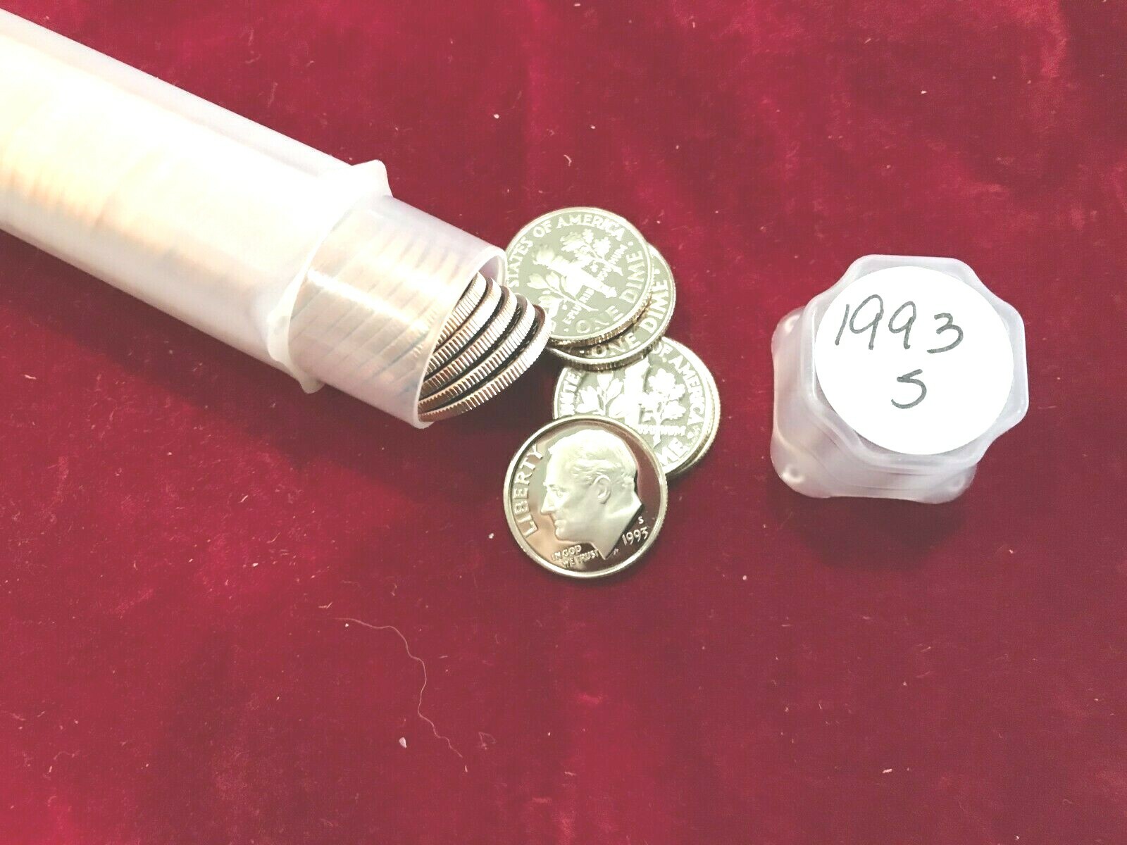 ROLL 1993 S ROOSEVELT DIME  GEM CLAD PROOF from PROOF Sets (50 COINS)