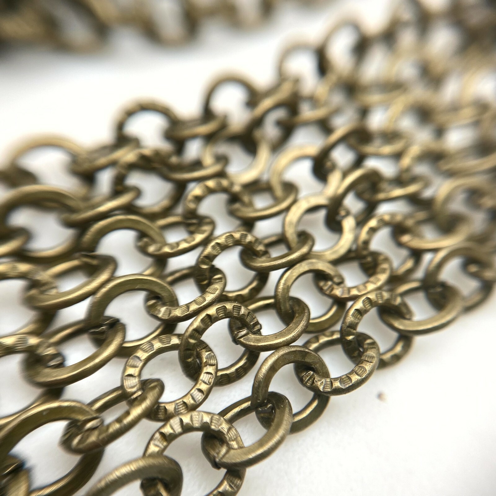 Plated Textured Round Link Brass Chain 5mm (Sold By The Foot) (BRZ23)