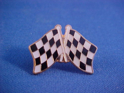 Old School Racing CHECKERD FLAGS jacket lapel pin collectible--For The Winner!!