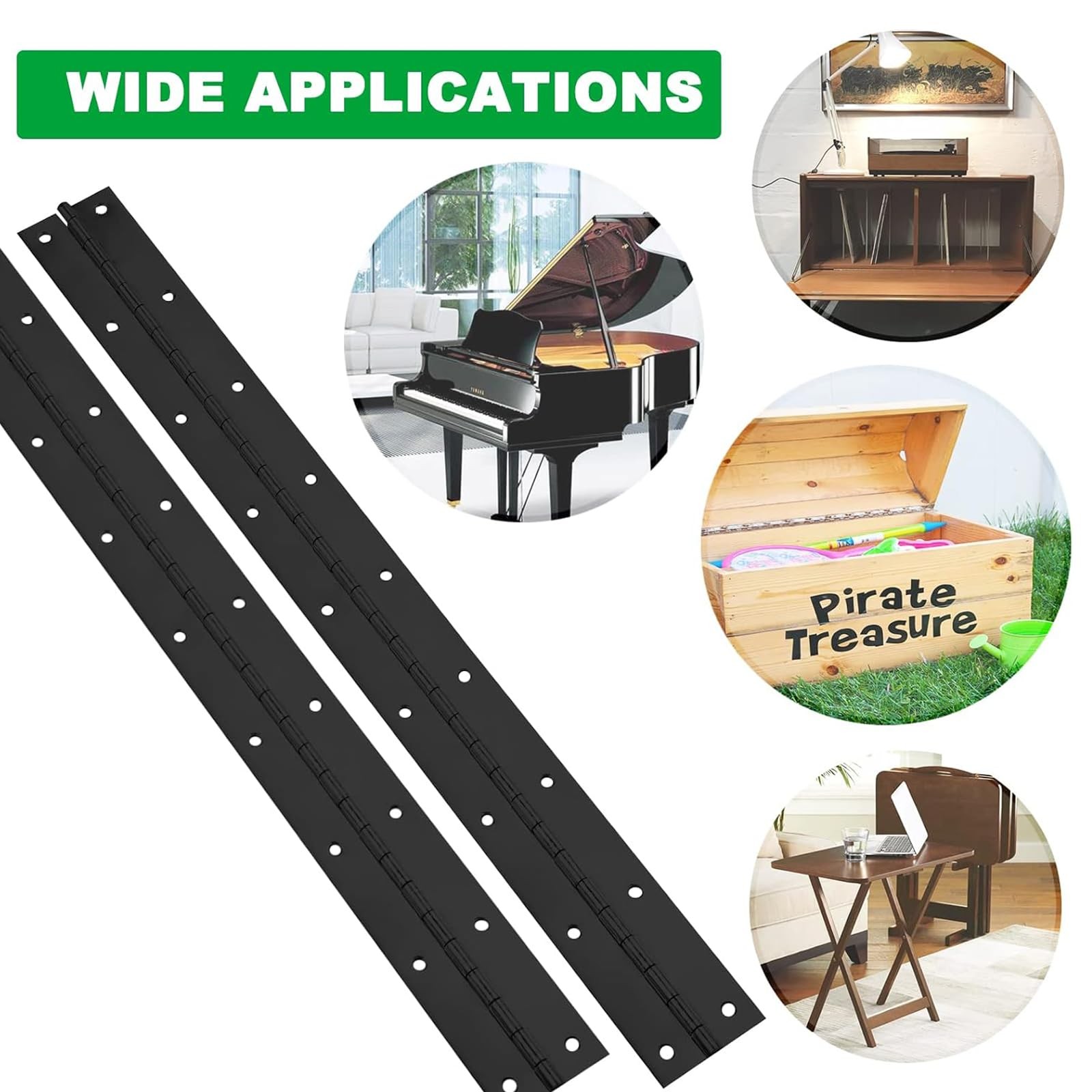 2Pack Heavy Duty Piano Hinge, 2" Open Width x 20" Continuous & 20INCH