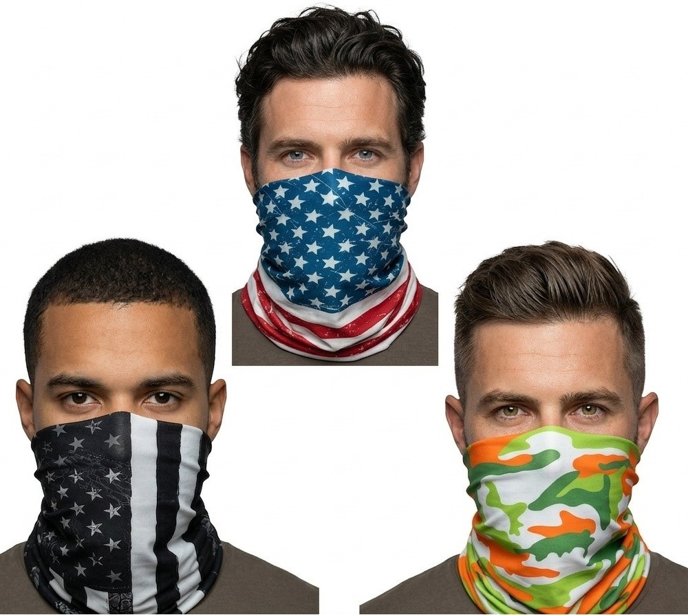 Multi Function Headwear Lot of 3 Headwrap Balacalava Cap Face Mask Scarf Set 4