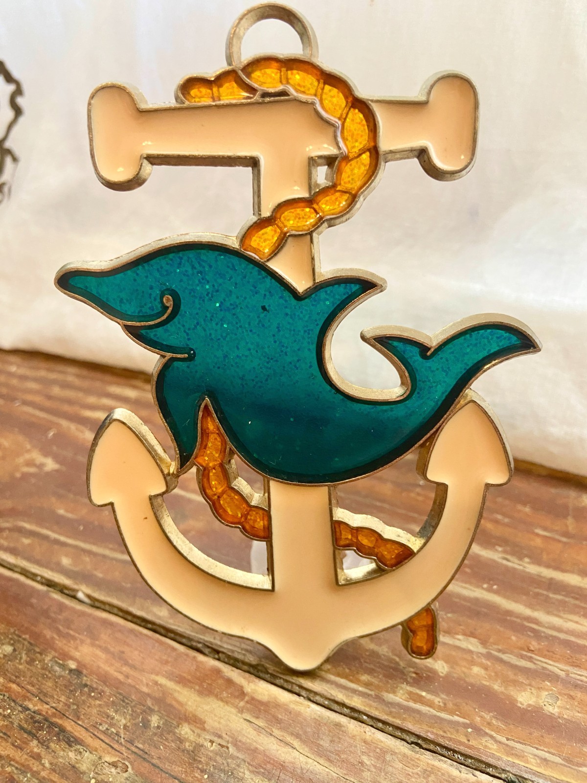 Dolphin Anchor Stained Glass Style Sun Catcher Clip On Night Light Cover Only