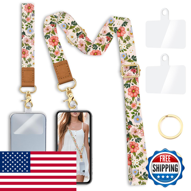 Yonlevres Flower Phone Lanyard Crossbody Strap Floral Cell Phone Lanyards For