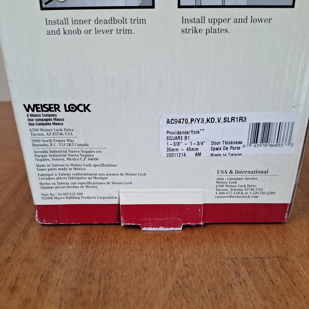 Weiser Lock Elements Series Providence York Entry Handle Set Solid Brass NEW