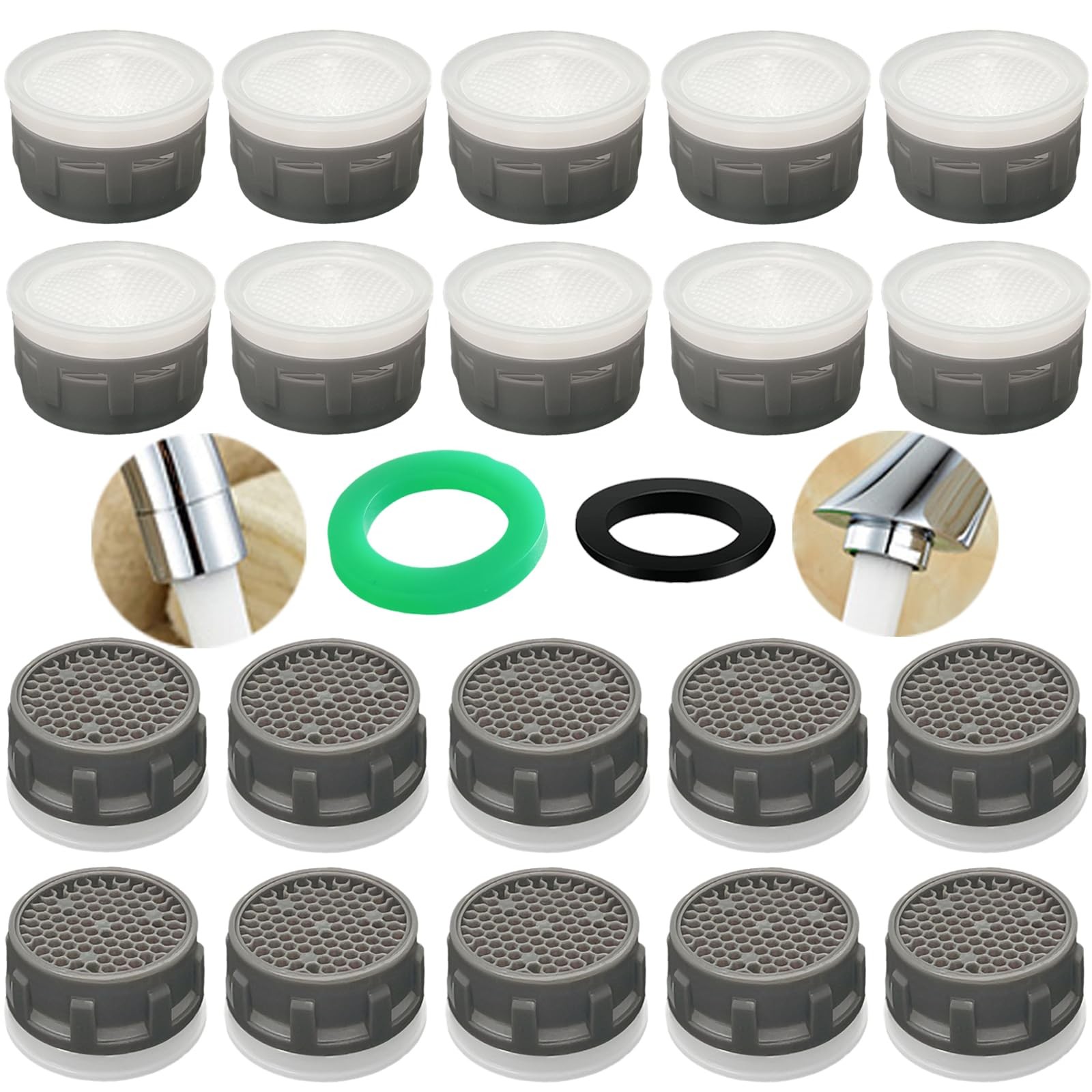 Faucet Aerator, 1.5 GPM Restrictor Plug-in Aerator Bathroom or White