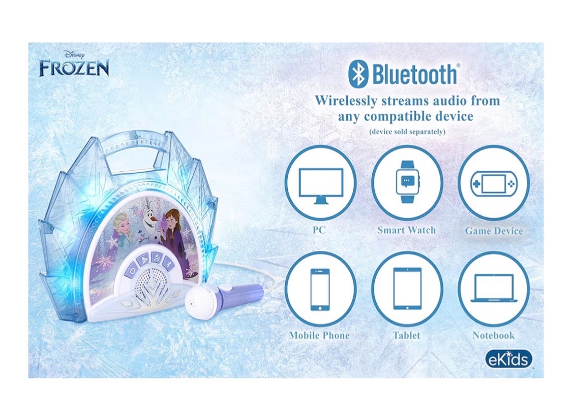 Disney Frozen Karaoke Microphone with Bluetooth Speaker for Fans of Disney Toys,