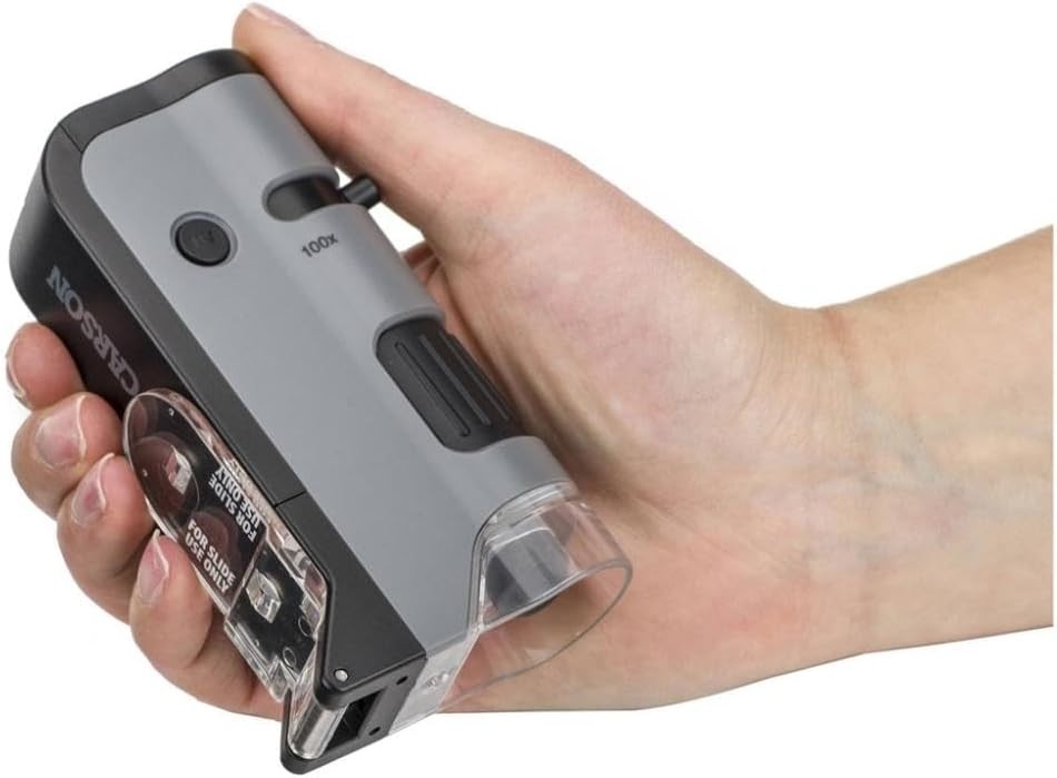 MicroFlip 100x-250x Pocket Microscope with Smartphone Clip for STEM Learning