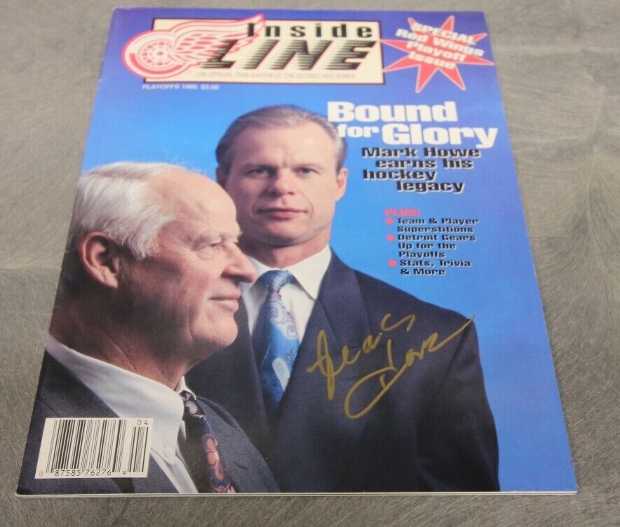 1995 DETROIT RED WINGS NHL PROGRAM PLAYOFF ISSUE GORDIE / MARK HOWE MARK SIGNED