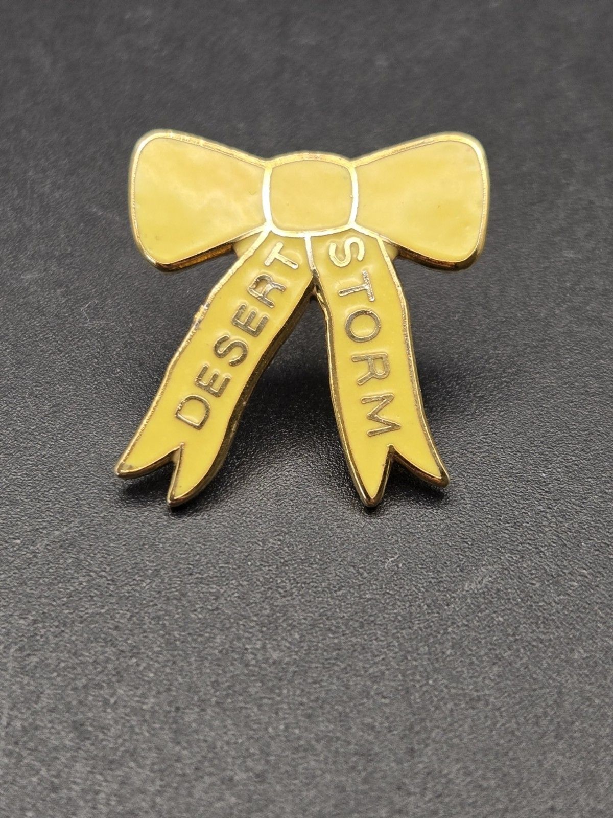 Vintage 1990 Yellow Ribbon Desert Storm Lapel Pin Brooch Stamped Jonathan Grey