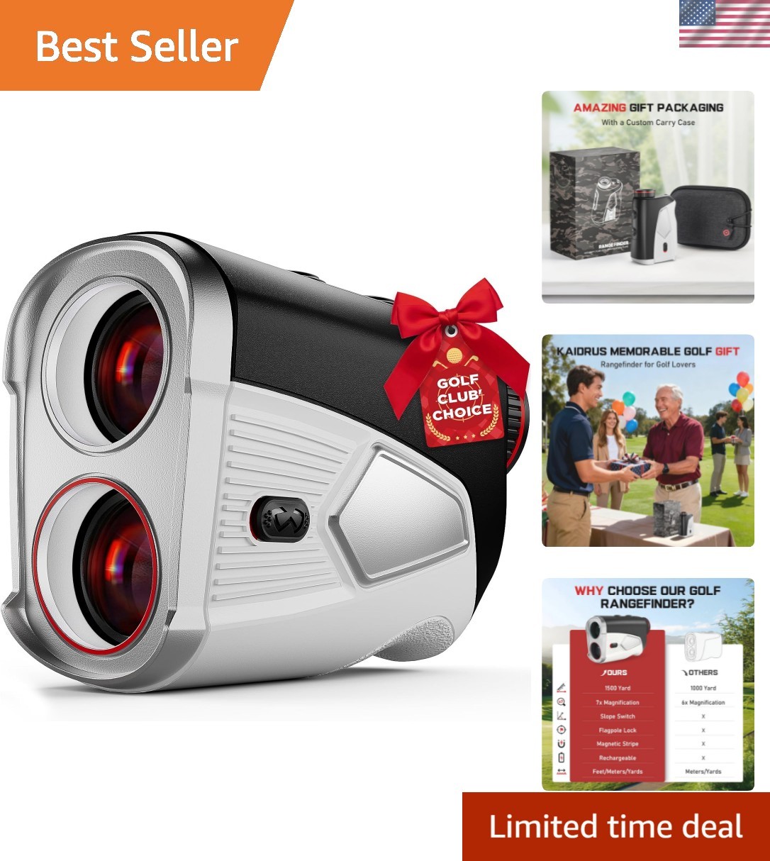 Upgraded 0.5 Second Easily Lock on a Pin Golf Rangefinder with Slope 2X HD Br...