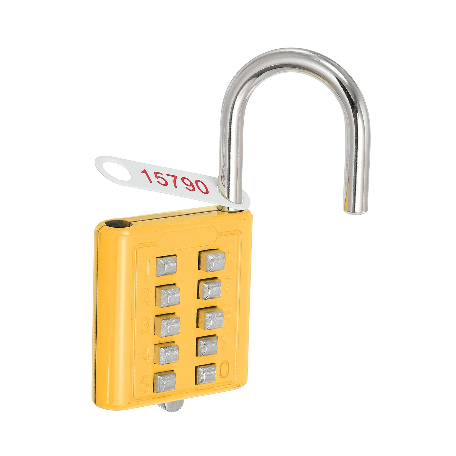 10 Digit Button Combination Padlock 5 Position Locking Mechanism Lock Yellow
