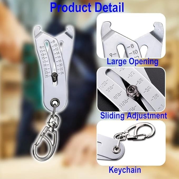 2PCS Portable Precision Thread Size Checker Keychain,Mini Bol Thead Size