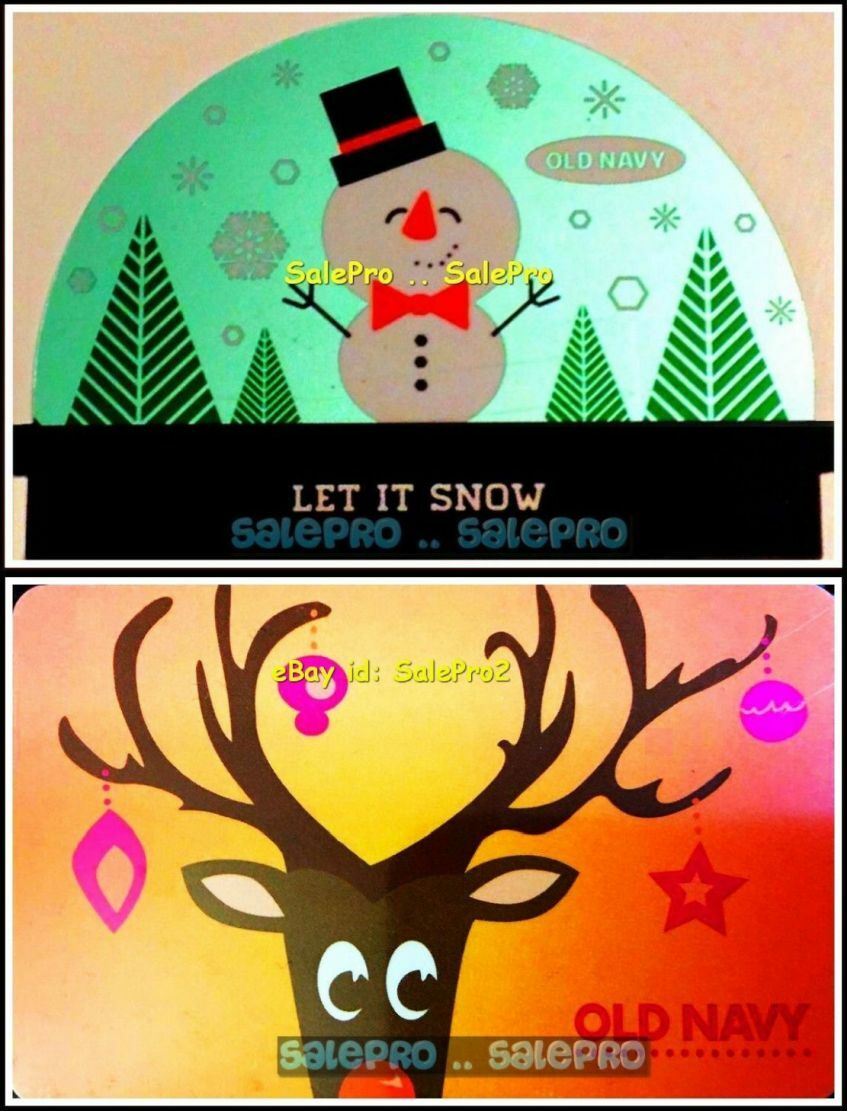 2x OLD NAVY CHRISTMAS SANTA WONDERING REINDEER SNOWMAN COLLECTIBLE GIFT CARD LOT