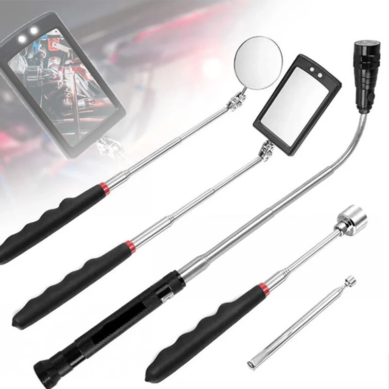 Mirror Portable Telescoping Flexible Head Inspection Mirror LED Light Adjustable