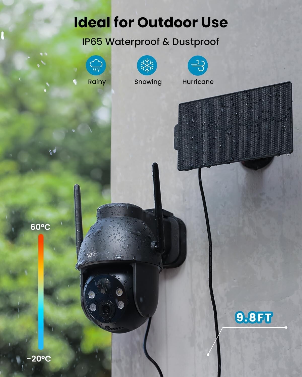 ieGeek Solar Camera Outdoor Wireless 2K WiFi Battery Powered PTZ CCTV System