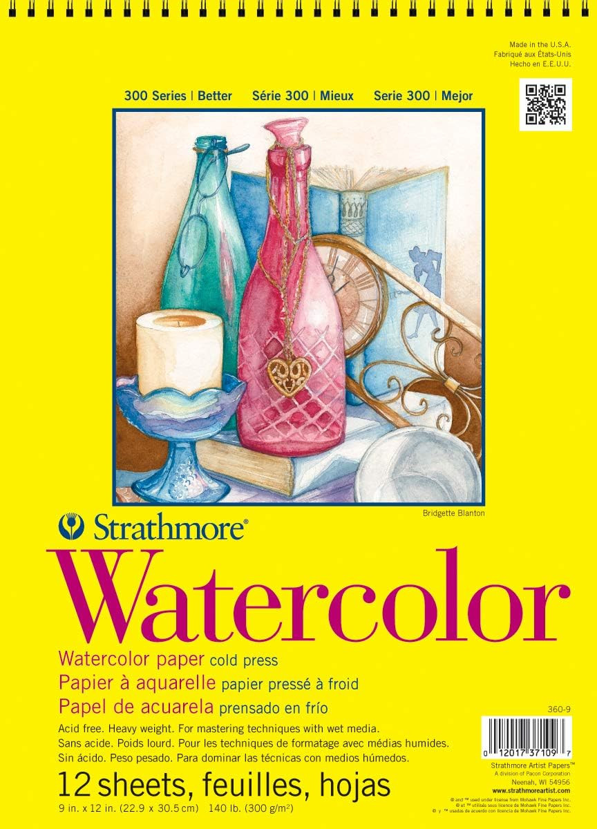 300 Series Watercolor Paper Pad, Top Wire Bound, 9X12 Inches, 12 Sheets (140Lb/3