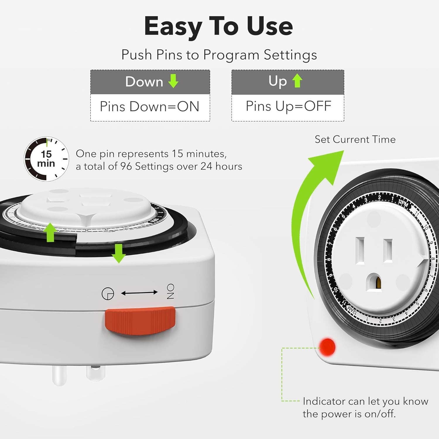 Automate Your Day: 24-Hour Mechanical Timer with 15-Minute Scheduling Options