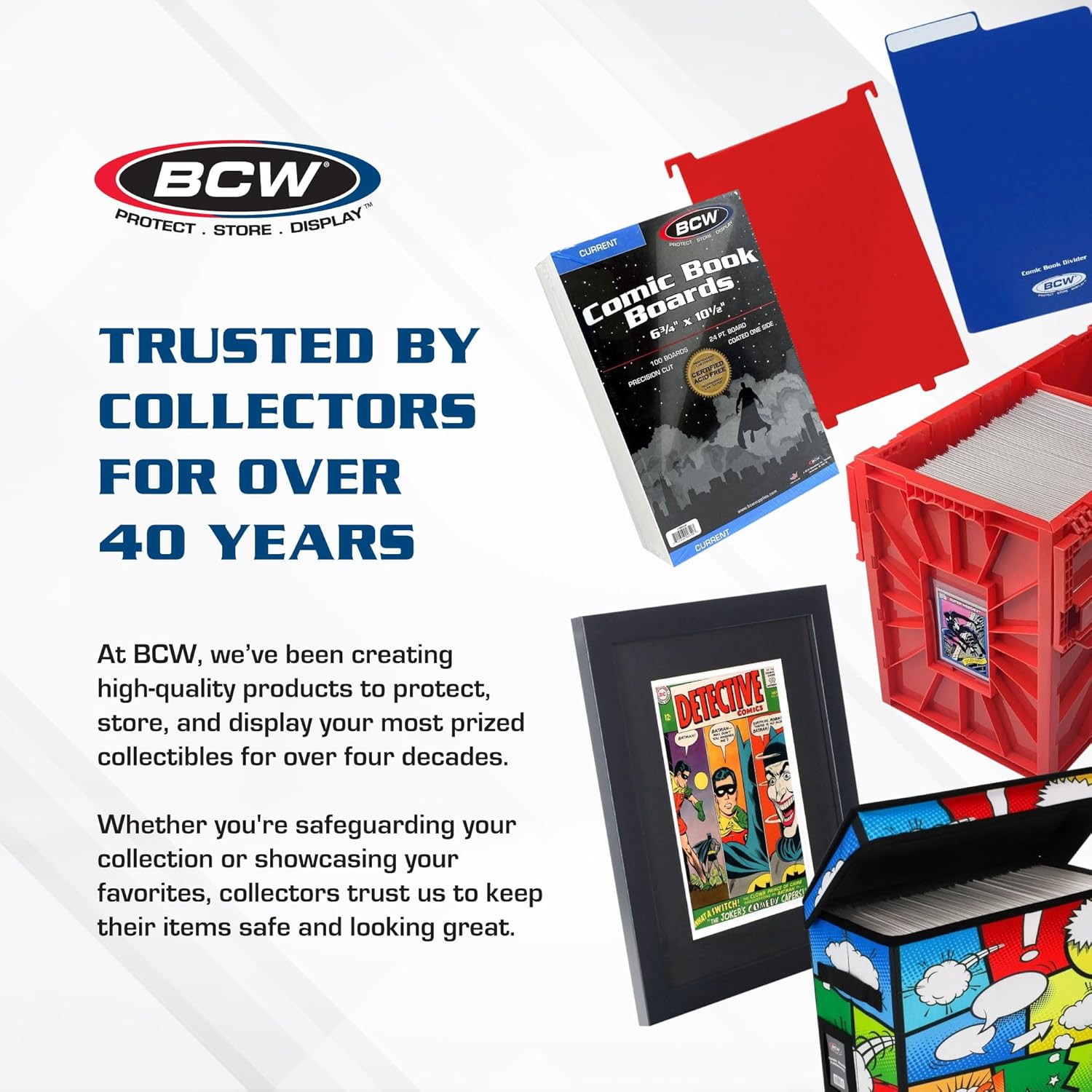 Short Comic Book Storage Box - 5 Pack, Holds 150 Comics, Stackable, Red
