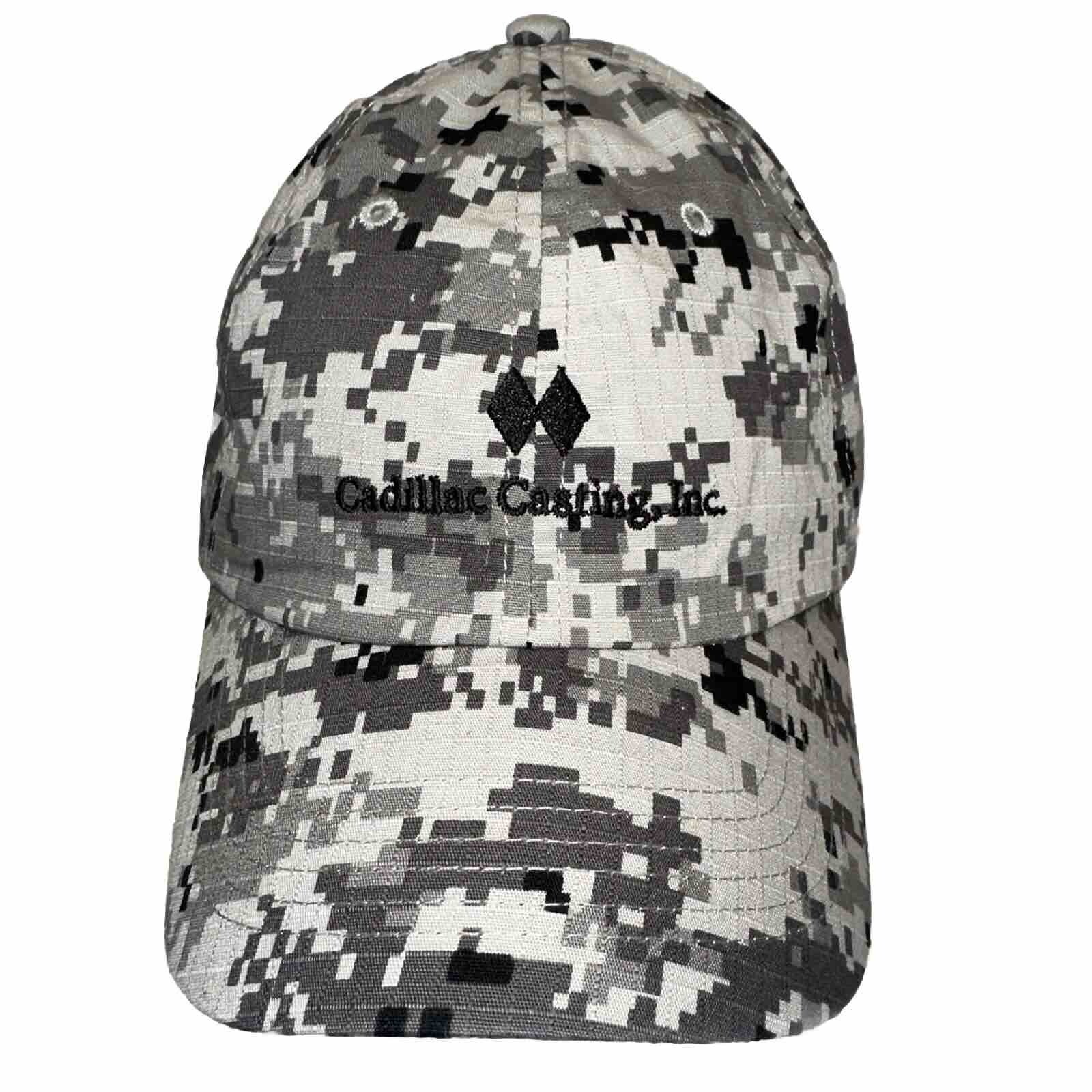 Cadillac Casting INC Gray black Hat Cap Digital Camouflage Hook Loop OSFA