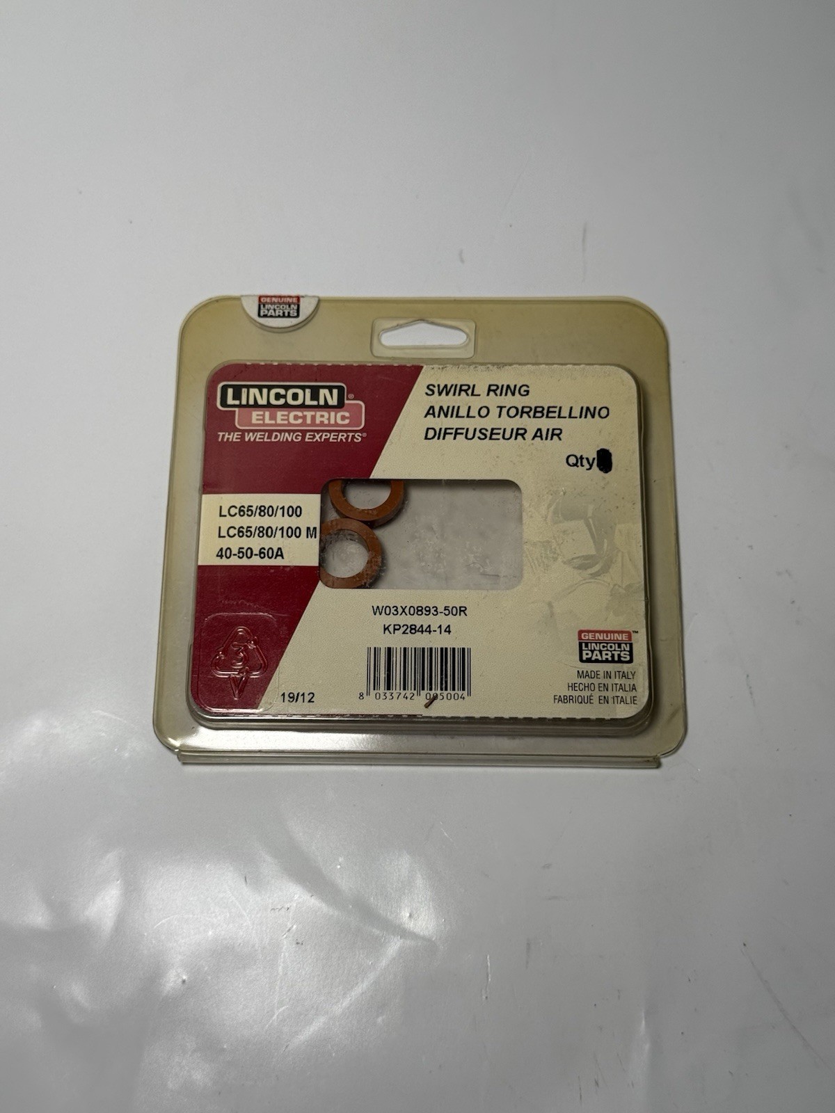 2 Pcs Lincoln Swirl Ring 40A, 50A, 60A (LC65) - KP2844-14 For Plasma Torch