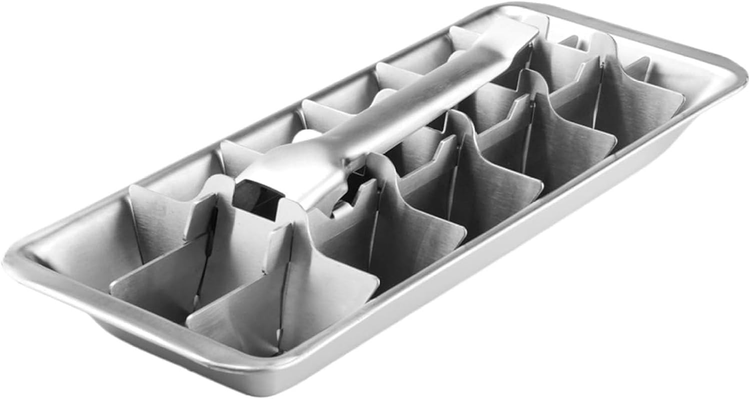 Smowfes Stainless Steel Ice Cube Trays for Freezer - 18-Slot moderate, Silver